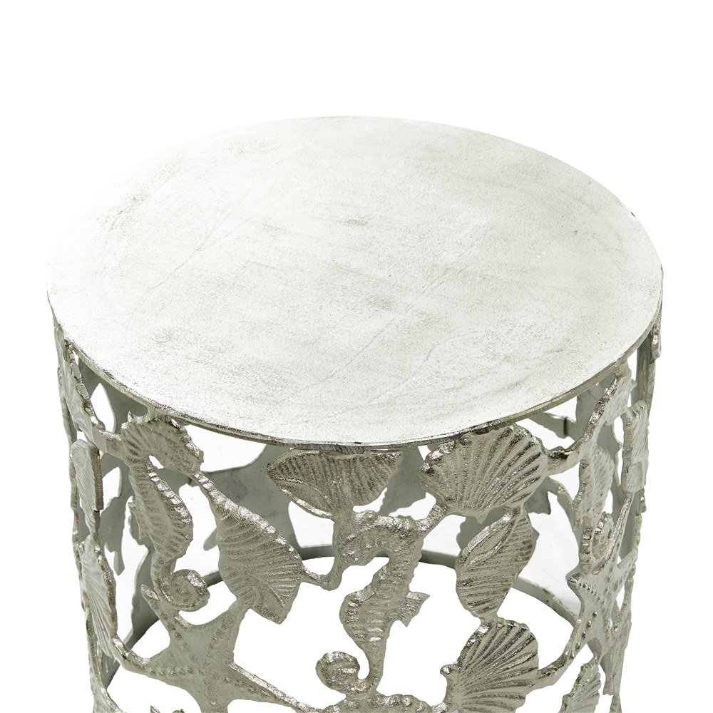 Grayson Lane Coastal Silver Aluminum Round End Table 2 Grayson Lane Coastal Silver Aluminum Round End Table - Image 2