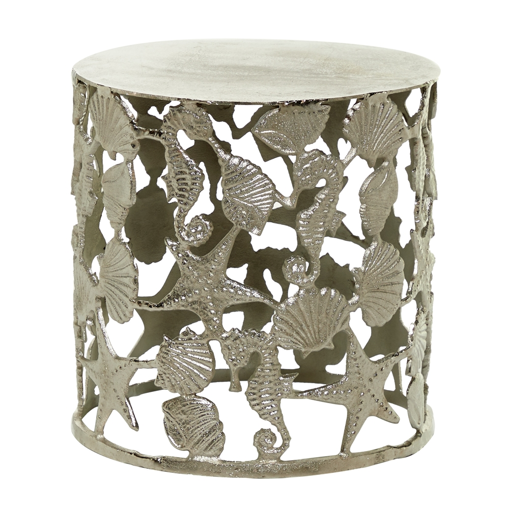 Grayson Lane Coastal Silver Aluminum Round End Table 4 Grayson Lane Coastal Silver Aluminum Round End Table - Image 4