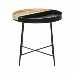 Grayson Lane Black Metal And Wood Round End Table