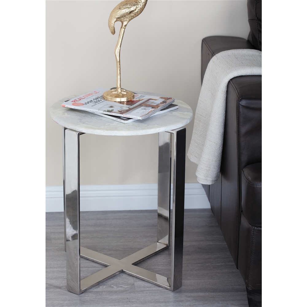Grayson Lane White Granite/Marble Round End Table 1 Grayson Lane White Granite/Marble Round End Table