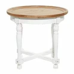Grayson Lane Farmhouse White And Brown Wood Round End Table -GRAYSON LANE SHOP 330857500 MainImage 001