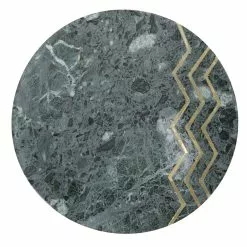 GRAYSON LANE SHOP 24 Grayson Lane Gold And Black Granite/Marble Round End Table