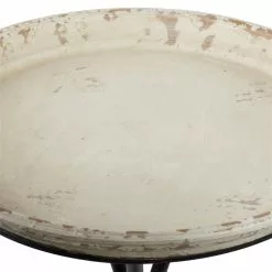 Grayson Lane Farmhouse White Pine Wood And Iron Round End Table