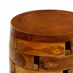 Grayson Lane Brown Wood Round End Table/Footstool -GRAYSON LANE SHOP 330857519 AlternateImage4