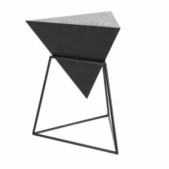 Grayson Lane Grey And Black Metal Triangle End Table