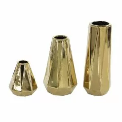 Grayson Lane 7-in X 11-in X 15-in Glam Vase Gold Stoneware - Set Of 3