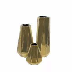 Grayson Lane 7-in X 11-in X 15-in Glam Vase Gold Stoneware - Set Of 3 -GRAYSON LANE SHOP 330857578 MainImage 001