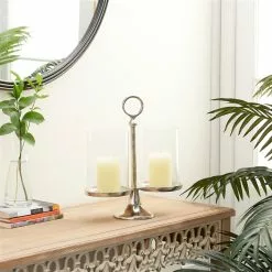 Grayson Lane 14-in X 12-in Traditional Candle Holder Lantern Silver Aluminum