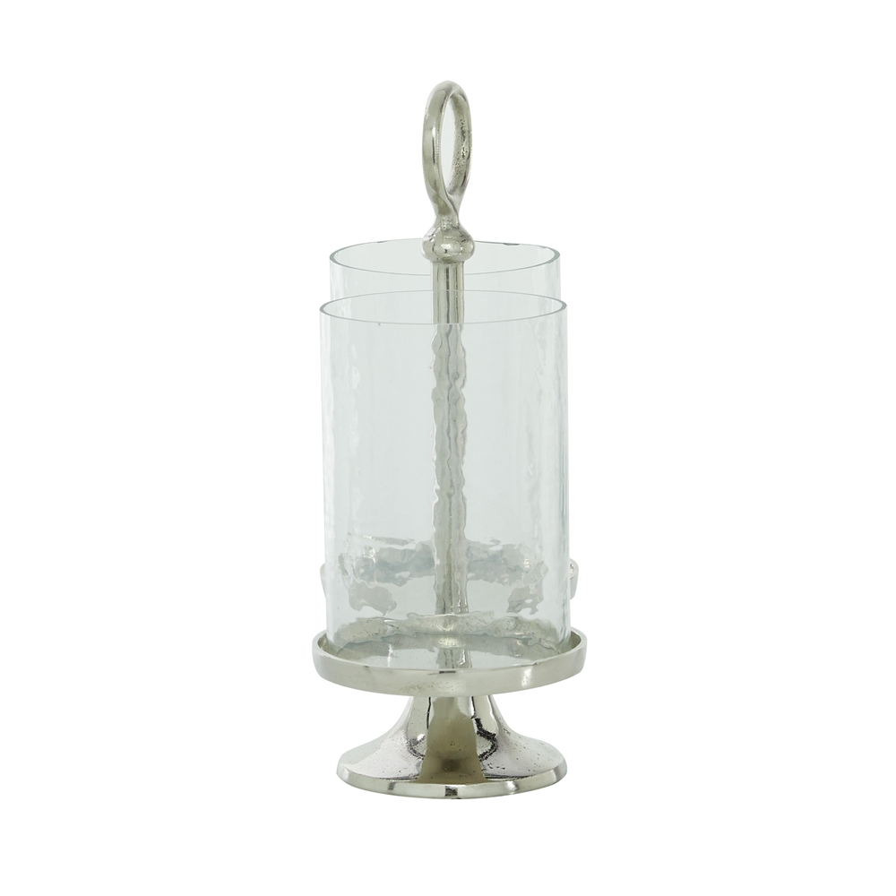 Grayson Lane 14-in X 12-in Traditional Candle Holder Lantern Silver Aluminum 4 Grayson Lane 14-in X 12-in Traditional Candle Holder Lantern Silver Aluminum - Image 4