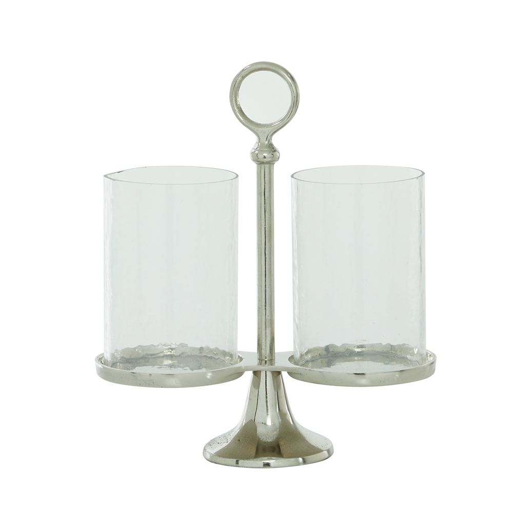 Grayson Lane 14-in X 12-in Traditional Candle Holder Lantern Silver Aluminum 3 Grayson Lane 14-in X 12-in Traditional Candle Holder Lantern Silver Aluminum - Image 3
