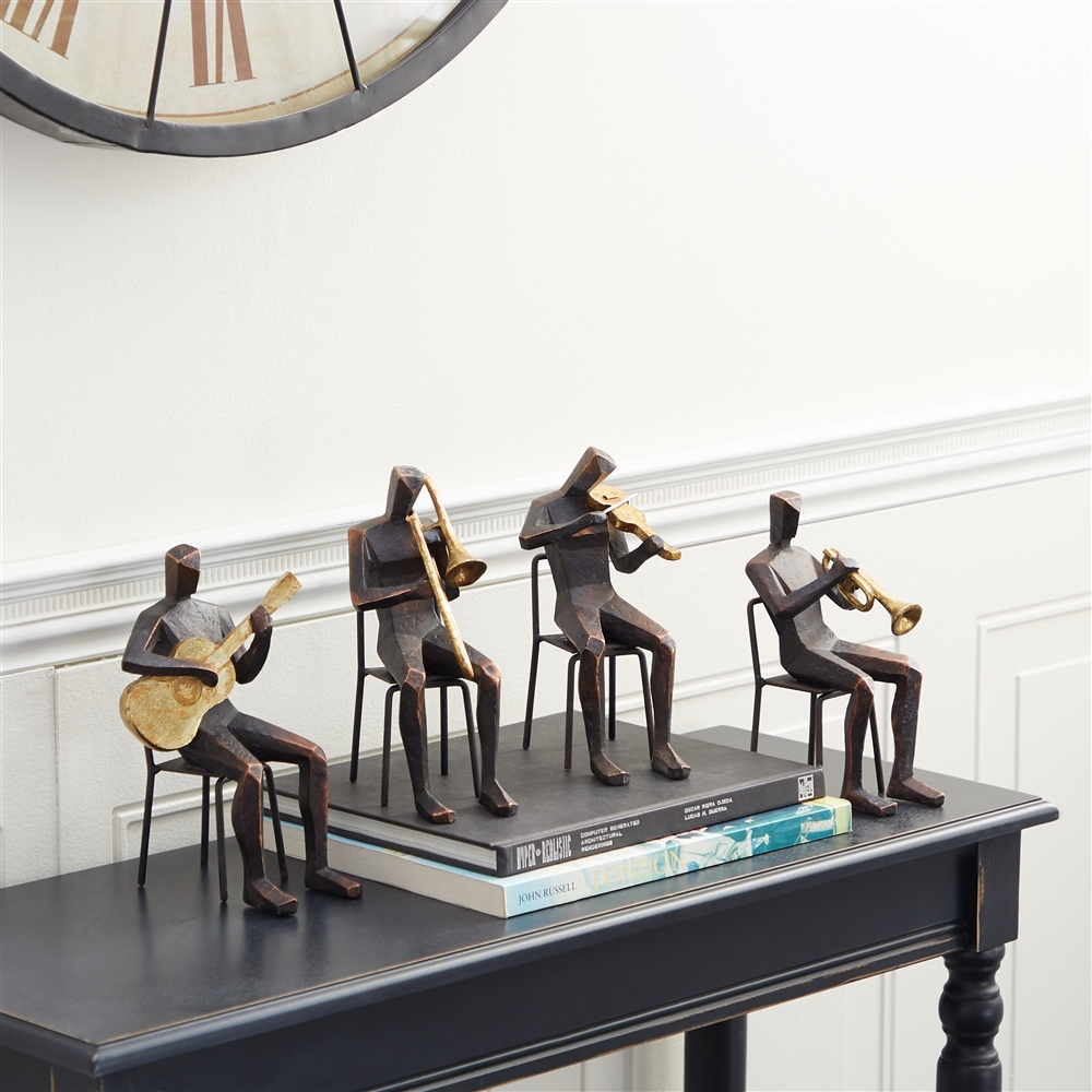 Grayson Lane 5-in X 9-in Brown Modern Musician Sculpture Polystone - Set Of 4 1 Grayson Lane 5-in X 9-in Brown Modern Musician Sculpture Polystone - Set Of 4