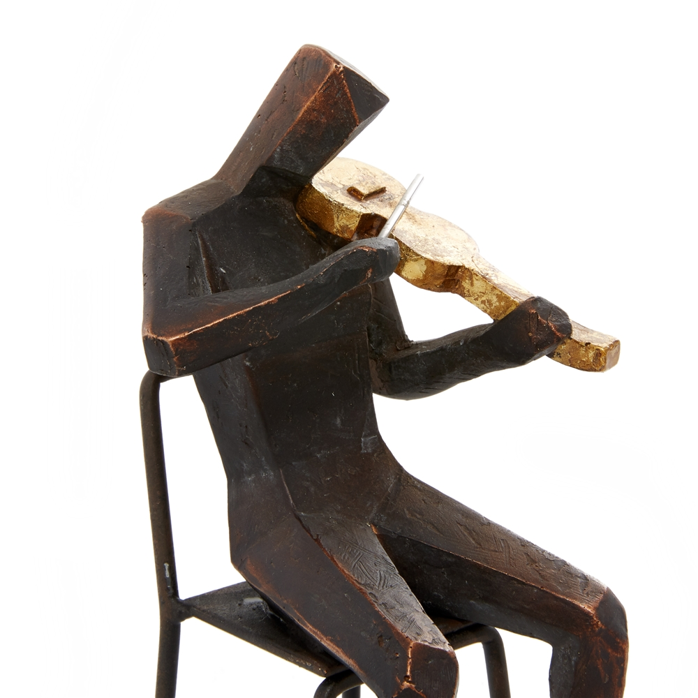 Grayson Lane 5-in X 9-in Brown Modern Musician Sculpture Polystone - Set Of 4 4 Grayson Lane 5-in X 9-in Brown Modern Musician Sculpture Polystone - Set Of 4 - Image 4