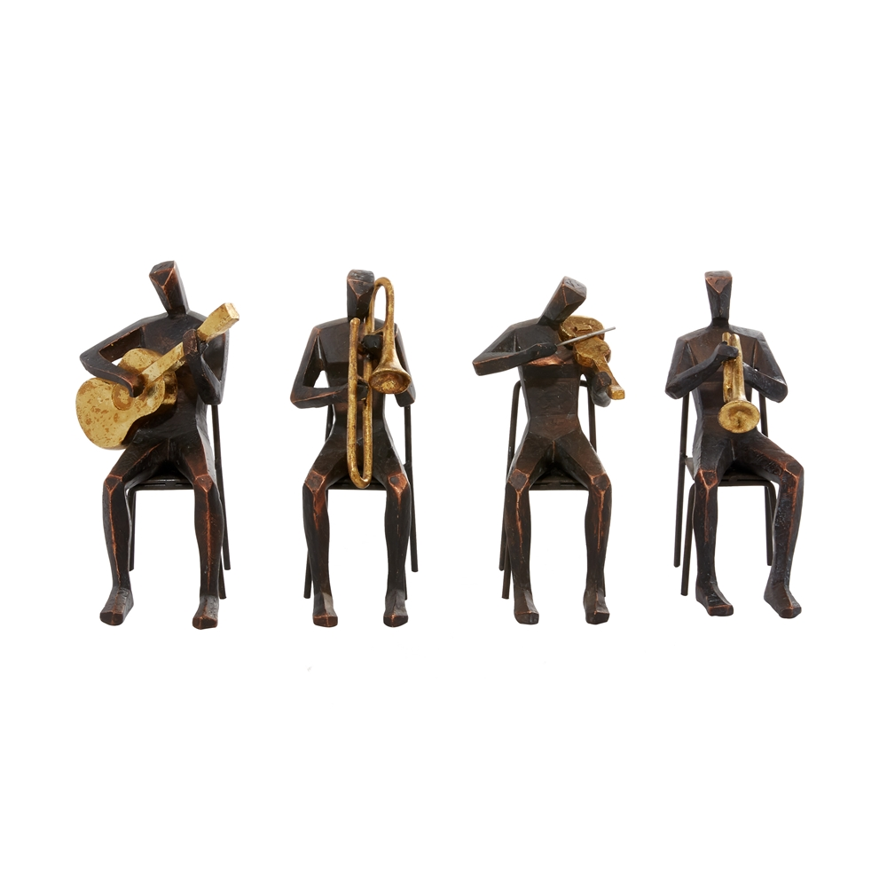 Grayson Lane 5-in X 9-in Brown Modern Musician Sculpture Polystone - Set Of 4 6 Grayson Lane 5-in X 9-in Brown Modern Musician Sculpture Polystone - Set Of 4 - Image 6