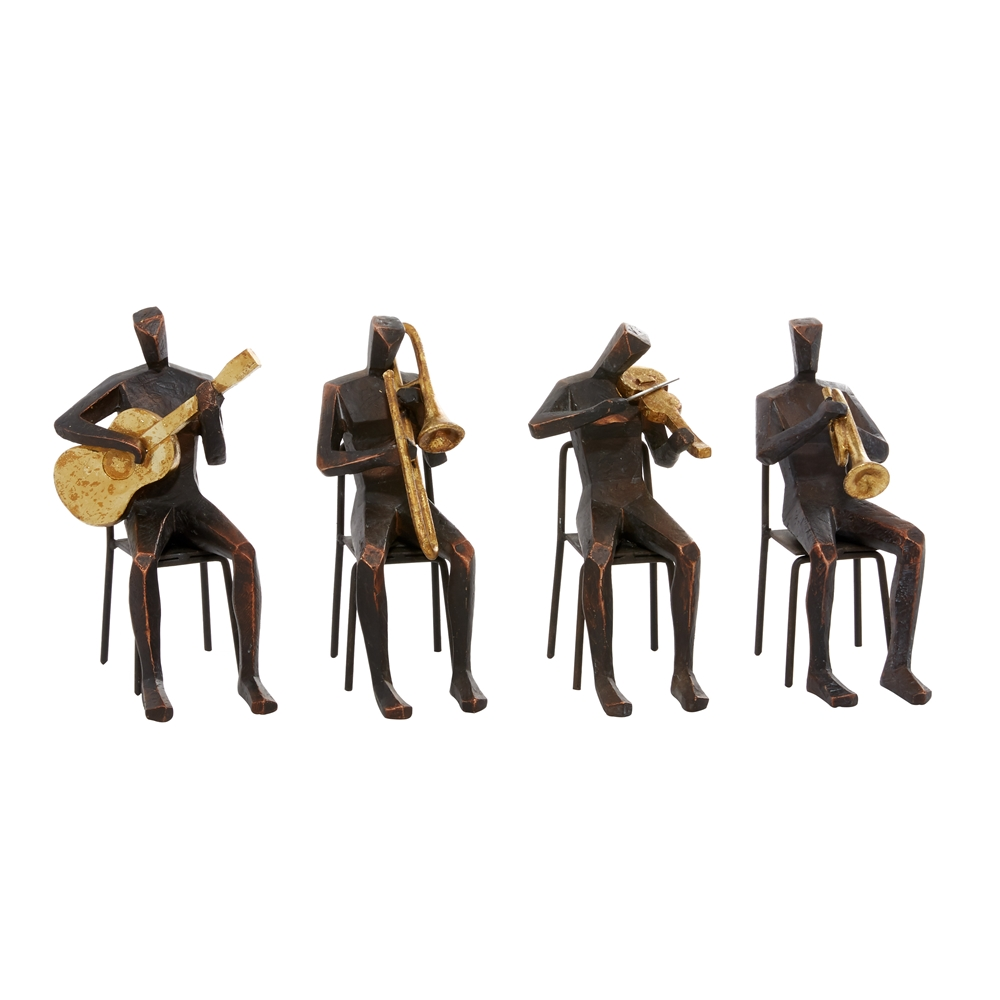 Grayson Lane 5-in X 9-in Brown Modern Musician Sculpture Polystone - Set Of 4 5 Grayson Lane 5-in X 9-in Brown Modern Musician Sculpture Polystone - Set Of 4 - Image 5