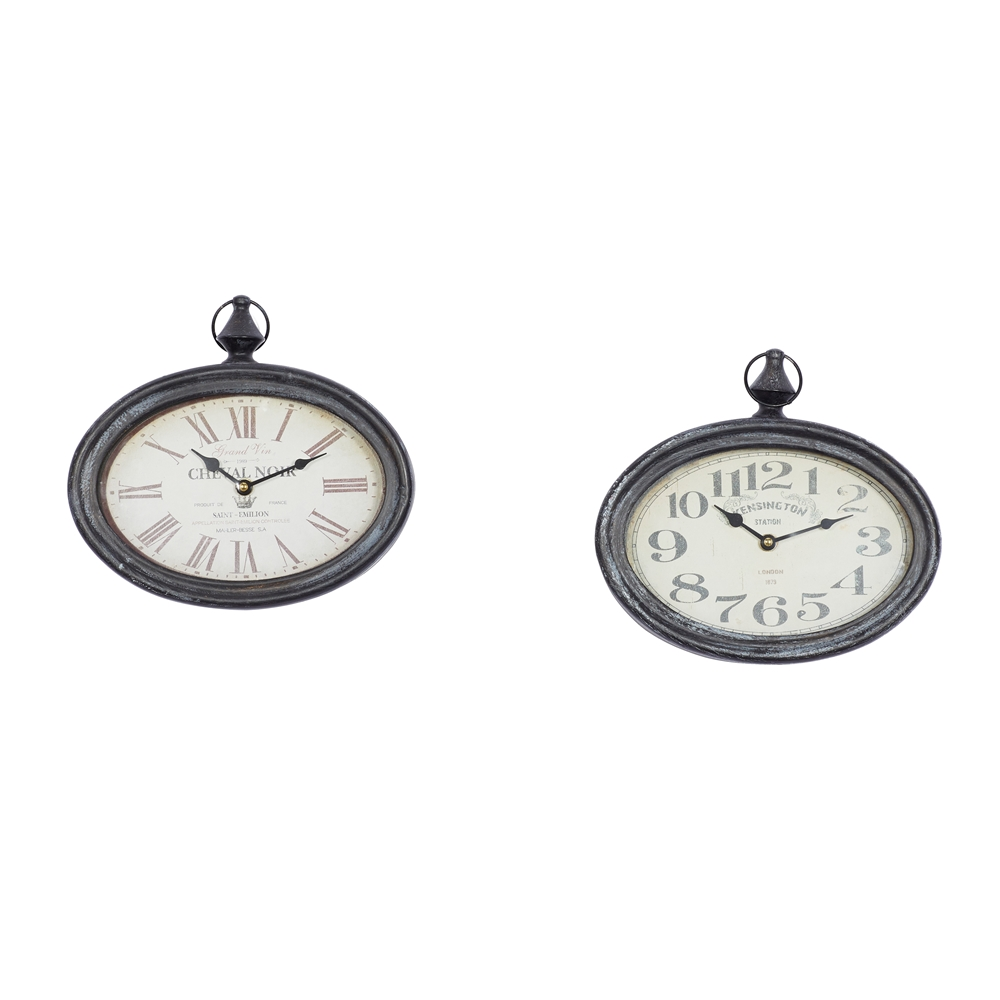Grayson Lane 12-in X 11-in Vintage Wall Clock Cream Metal - Set Of 2 2 Grayson Lane 12-in X 11-in Vintage Wall Clock Cream Metal - Set Of 2 - Image 2