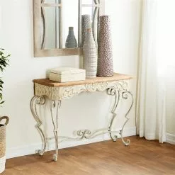 Grayson Lane 32 In. X 42 In. Farmhouse Console Table White Metal -GRAYSON LANE SHOP 330857669 AlternateImage1