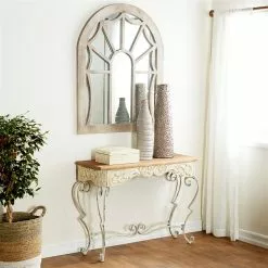 Grayson Lane 32 In. X 42 In. Farmhouse Console Table White Metal -GRAYSON LANE SHOP 330857669 AlternateImage2