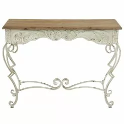 Grayson Lane 32 In. X 42 In. Farmhouse Console Table White Metal -GRAYSON LANE SHOP 330857669 MainImage 001