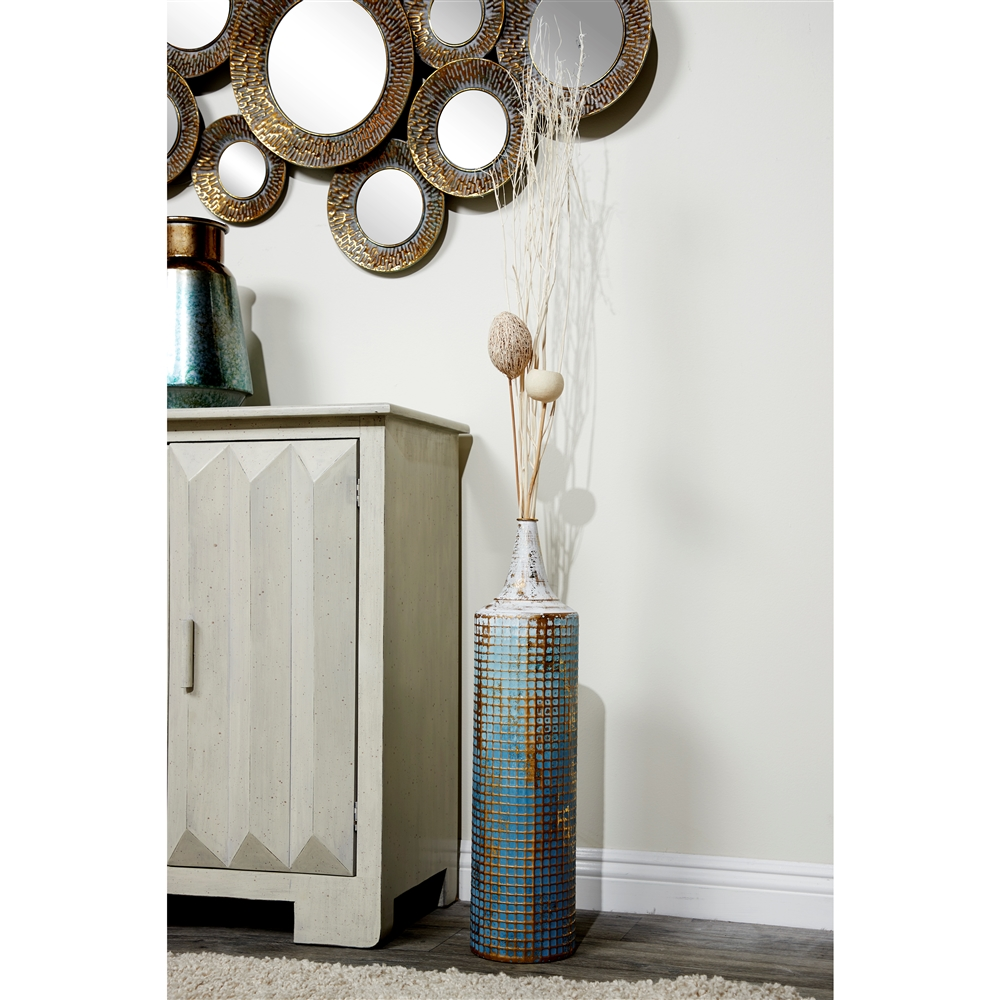 Grayson Lane 25-in X 18-in Rustic Vase Turquoise Metal - Set Of 2 1 Grayson Lane 25-in X 18-in Rustic Vase Turquoise Metal - Set Of 2
