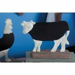 Grayson Lane 6-in X 9-in Farmhouse Sculpture Black Metal Cow