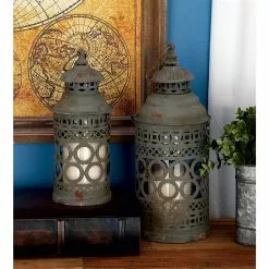Grayson Lane 13-in X 10-in Rustic Lantern Black Metal - Set Of 2