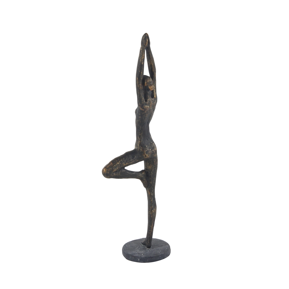 Grayson Lane 18-in X 6-in Modern Sculpture Brass Polystone Yoga 4 Grayson Lane 18-in X 6-in Modern Sculpture Brass Polystone Yoga - Image 4