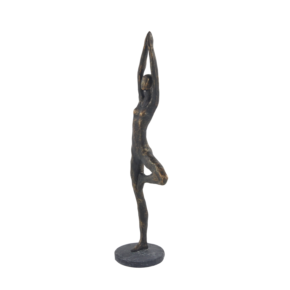 Grayson Lane 18-in X 6-in Modern Sculpture Brass Polystone Yoga 5 Grayson Lane 18-in X 6-in Modern Sculpture Brass Polystone Yoga - Image 5