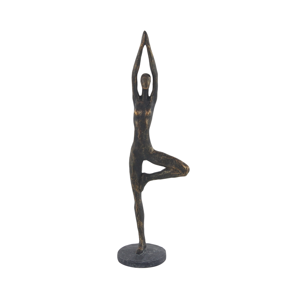Grayson Lane 18-in X 6-in Modern Sculpture Brass Polystone Yoga 1 Grayson Lane 18-in X 6-in Modern Sculpture Brass Polystone Yoga