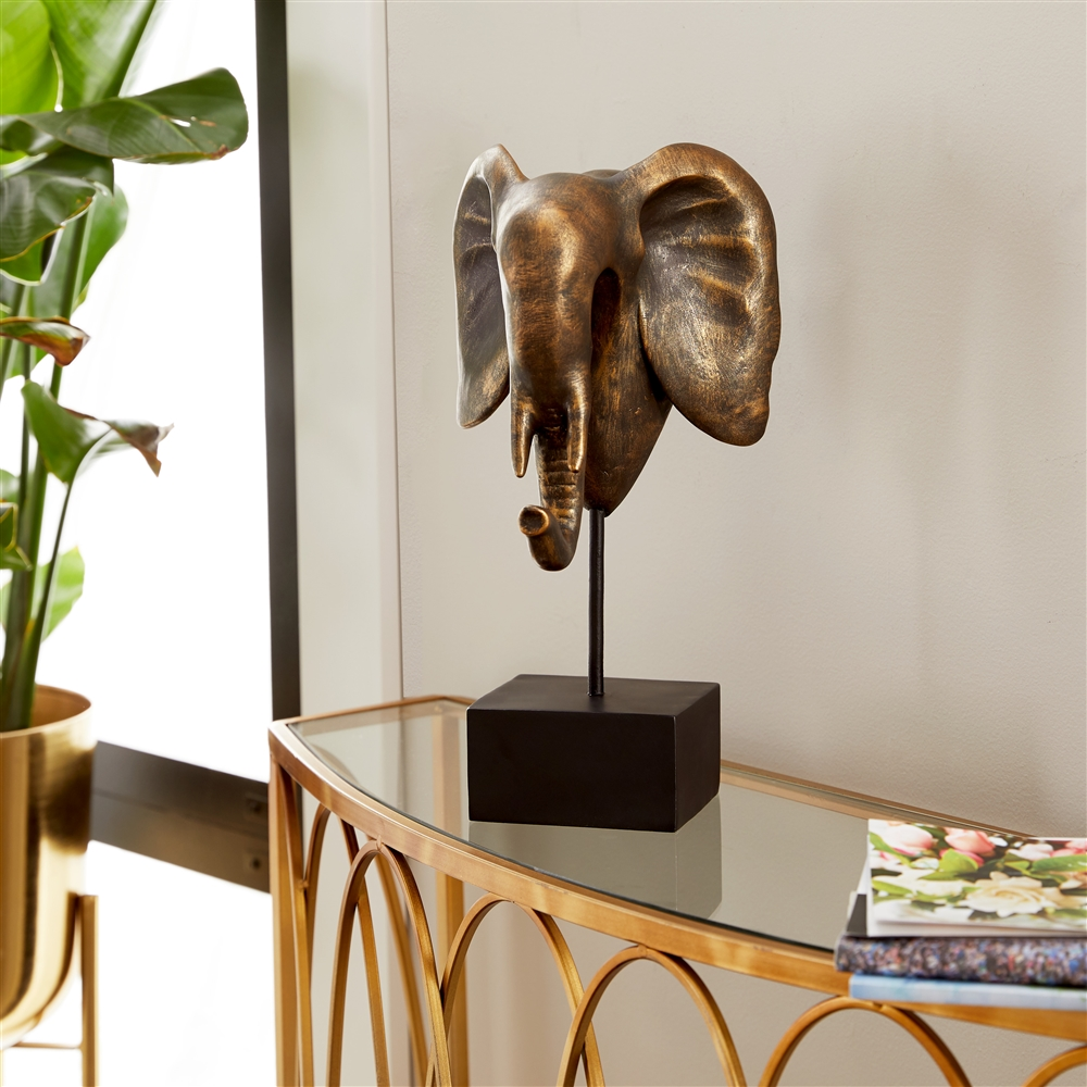 Grayson Lane 14-in X 8-in Modern Sculpture Bronze Resin Elephant 5 Grayson Lane 14-in X 8-in Modern Sculpture Bronze Resin Elephant - Image 5