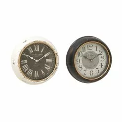 Grayson Lane 10-in X 10-in Vintage Wall Clock White Metal (Set Of 2)