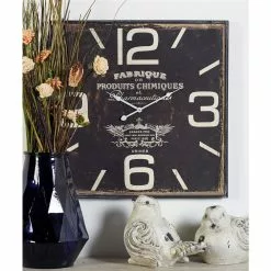 Grayson Lane 23-in X 23-in Vintage Wall Clock Black Wood