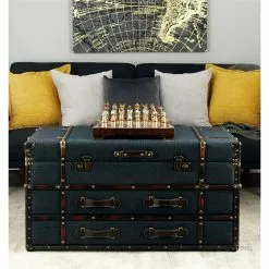 Grayson Lane Wood And Blue Linen Coffee Table -GRAYSON LANE SHOP 330857867 AlternateImage1