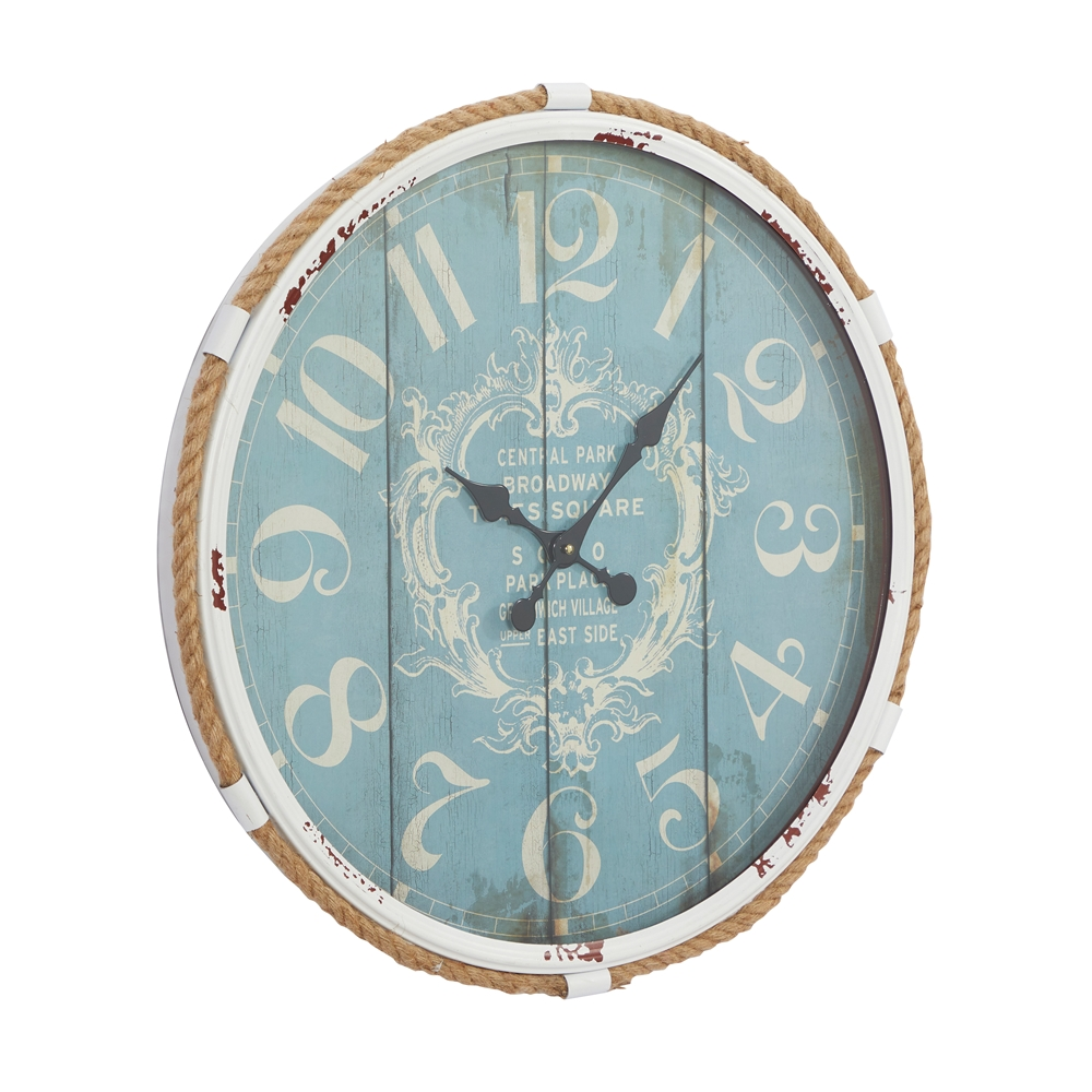 Grayson Lane 25-in X 25-in Coastal Wall Clock Turquoise Metal 2 Grayson Lane 25-in X 25-in Coastal Wall Clock Turquoise Metal - Image 2