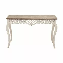 Grayson Lane 30 In. X 46 In. Farmhouse Console Table White Wood -GRAYSON LANE SHOP 330857930 MainImage 001