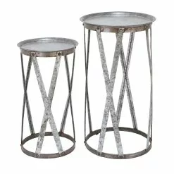 Grayson Lane Grey Farmhouse Metal Accent Table - Set Of 2