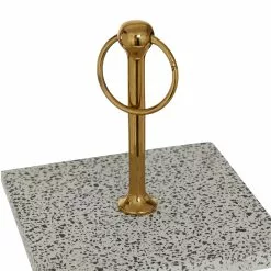 Grayson Lane Natural 3 Tier Tray Stand - White Marble And Aluminum - 22-in X 12-in -GRAYSON LANE SHOP 330858145 AlternateImage2