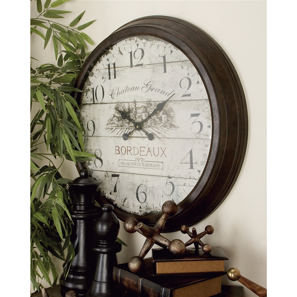 Grayson Lane Analog 28-in X 28-in Brown Round Wall Standard Clock 6 Grayson Lane Analog 28-in X 28-in Brown Round Wall Standard Clock - Image 6