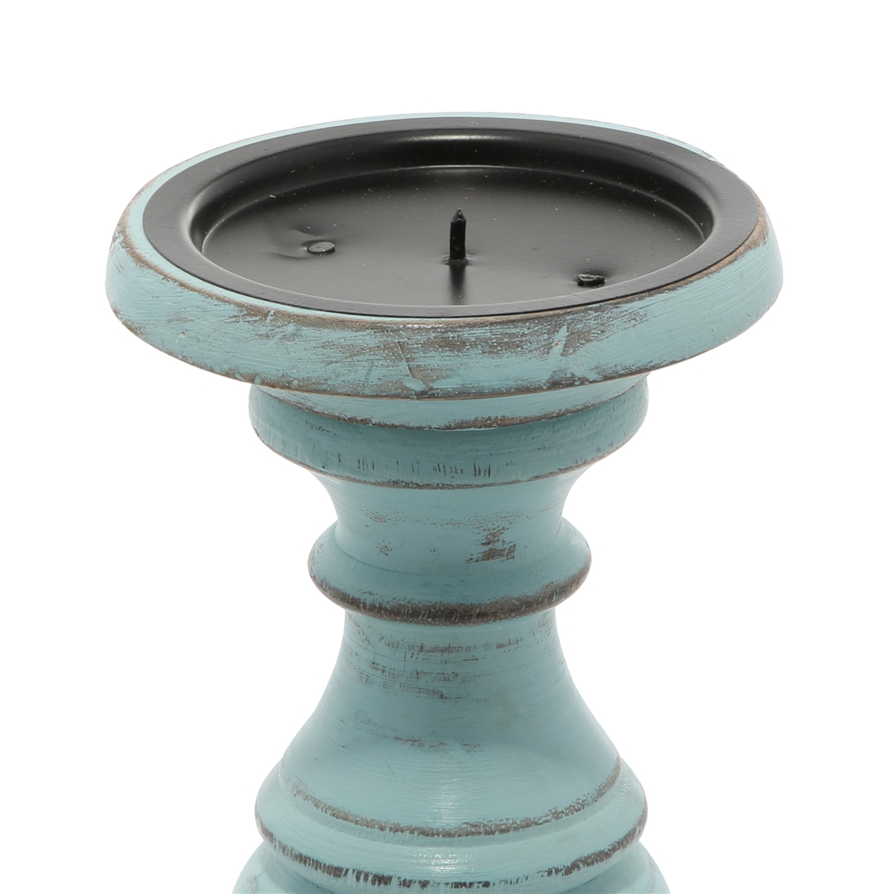 Grayson Lane 3-Candle Pillar Holder - 6-in, 8-in, 10-in -Light Blue Mango Wood 3 Grayson Lane 3-Candle Pillar Holder - 6-in, 8-in, 10-in -Light Blue Mango Wood - Image 3
