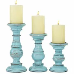 Grayson Lane 3-Candle Pillar Holder - 6-in, 8-in, 10-in -Light Blue Mango Wood 9 Grayson Lane 3-Candle Pillar Holder - 6-in, 8-in, 10-in -Light Blue Mango Wood -GRAYSON LANE SHOP 330858156 MainImage 001