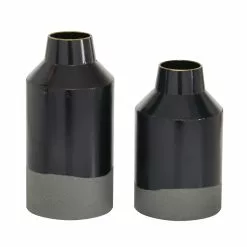 Grayson Lane Set Of 2 10-in , 12-in Contemporary Vase - Black Metal