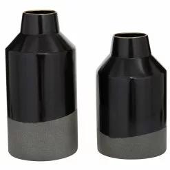Grayson Lane Set Of 2 10-in , 12-in Contemporary Vase - Black Metal -GRAYSON LANE SHOP 330858180 MainImage 001