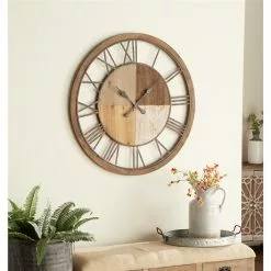Grayson Lane Analog 36-in X 36-in Brown Round Wall Standard Clock