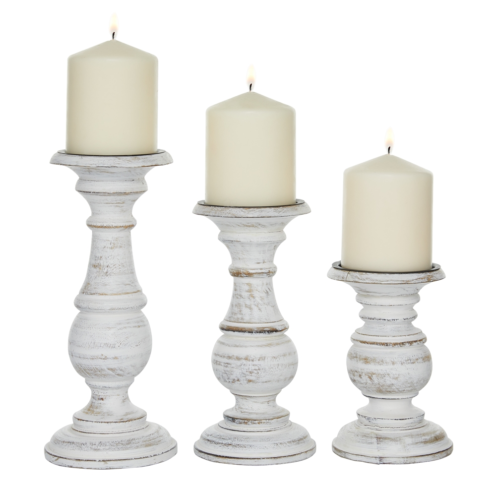 Grayson Lane 3-Candle Wood Pillar Holder (10-in, 8-in, 6-in) 2 Grayson Lane 3-Candle Wood Pillar Holder (10-in, 8-in, 6-in) - Image 2