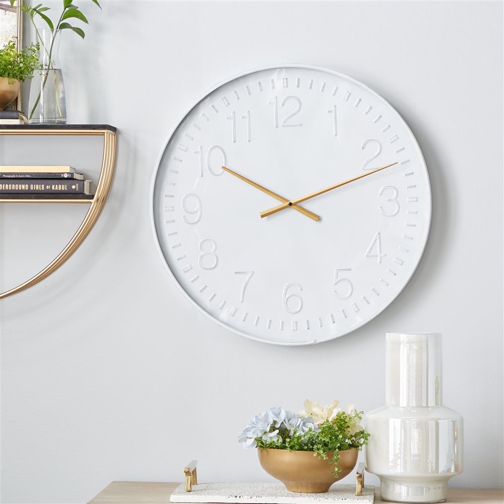 Grayson Lane Analog 24-in X 24-in White Round Wall Standard Clock 6 Grayson Lane Analog 24-in X 24-in White Round Wall Standard Clock - Image 6
