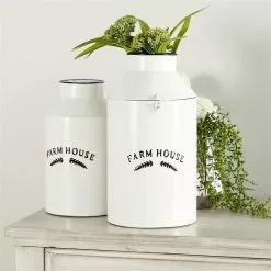 Grayson Lane Set Of 2 14-in , 11-in Farmhouse Decorative Jar - White - Metal -GRAYSON LANE SHOP 330858266 AlternateImage1