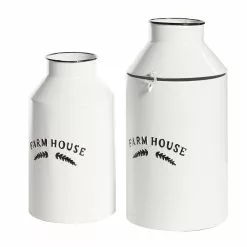 Grayson Lane Set Of 2 14-in , 11-in Farmhouse Decorative Jar - White - Metal -GRAYSON LANE SHOP 330858266 AlternateImage4