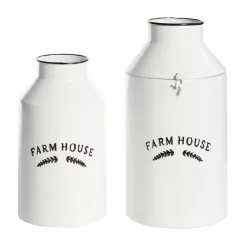 Grayson Lane Set Of 2 14-in , 11-in Farmhouse Decorative Jar - White - Metal -GRAYSON LANE SHOP 330858266 MainImage 001