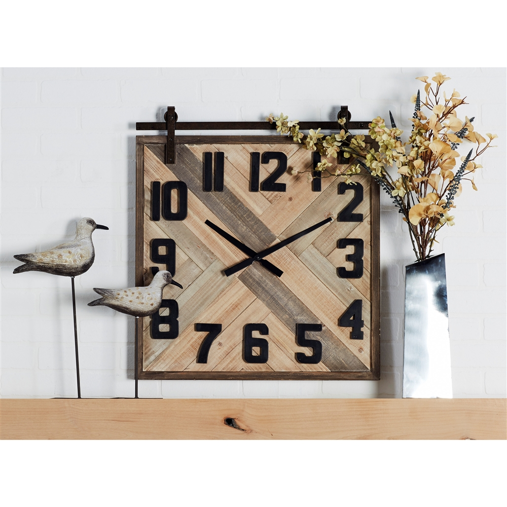 Grayson Lane Analog 27-in X 24-in Brown Square Wall Standard Clock 2 Grayson Lane Analog 27-in X 24-in Brown Square Wall Standard Clock - Image 2