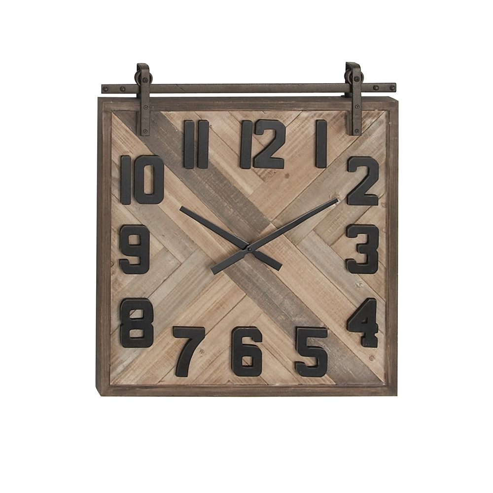 Grayson Lane Analog 27-in X 24-in Brown Square Wall Standard Clock 4 Grayson Lane Analog 27-in X 24-in Brown Square Wall Standard Clock - Image 4