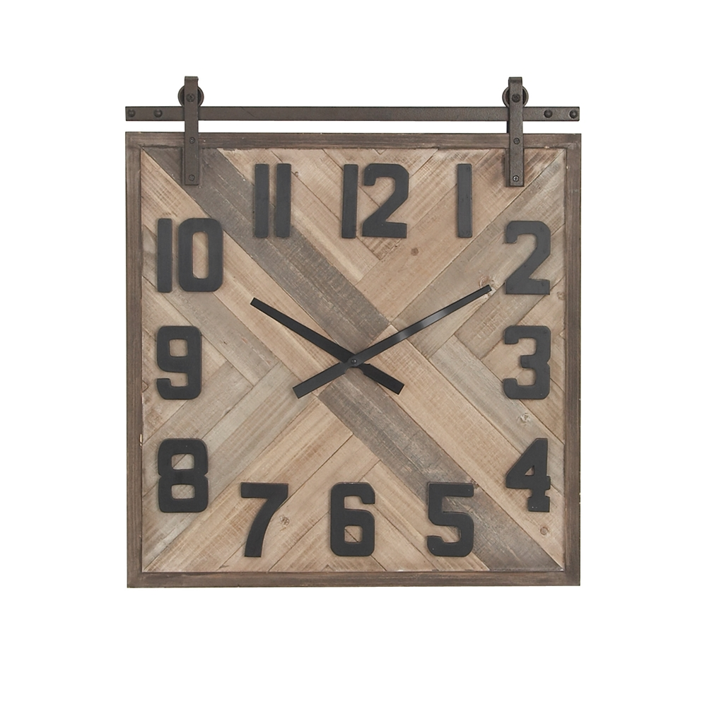 Grayson Lane Analog 27-in X 24-in Brown Square Wall Standard Clock 3 Grayson Lane Analog 27-in X 24-in Brown Square Wall Standard Clock - Image 3